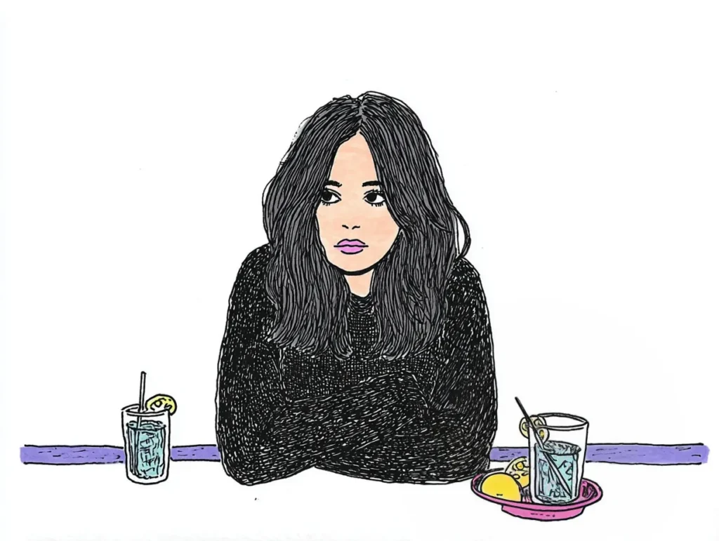 人間関係に疲れた夜にひとり静かに座る女性