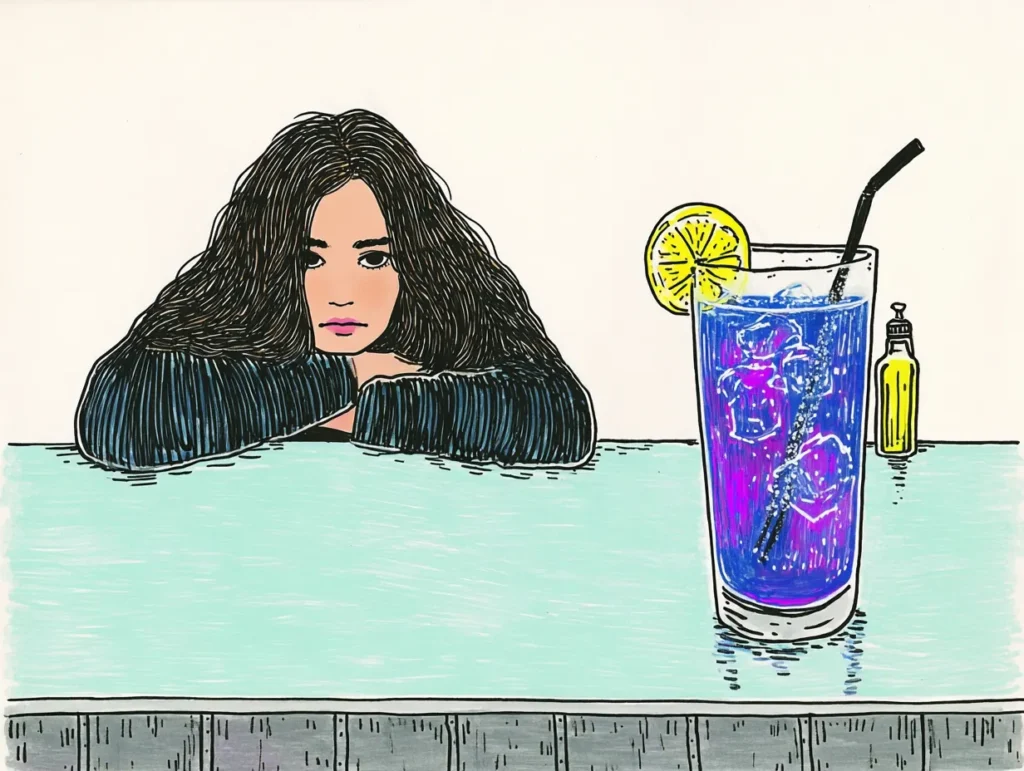 人間関係に疲れて夜にひとり考え込む女性の姿