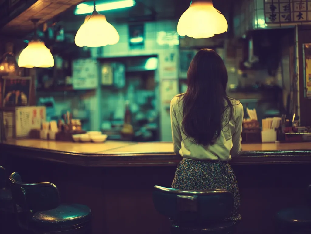 東京のスナック紅（BENI）本店で一人飲みしている後ろ姿。