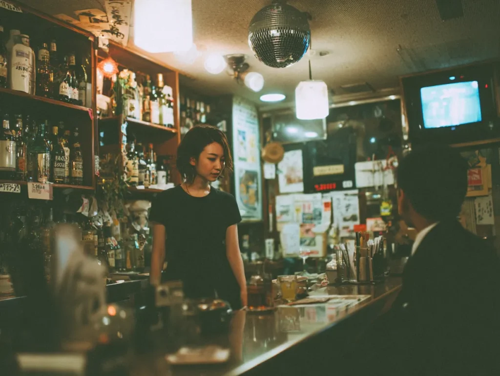 東京のスナック紅(BENI)本店でママが場の空気を整える夜の店内風景。