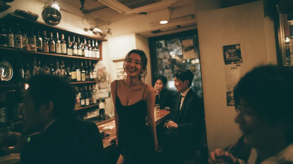 常連客と会話が生まれるスナック店内の雰囲気