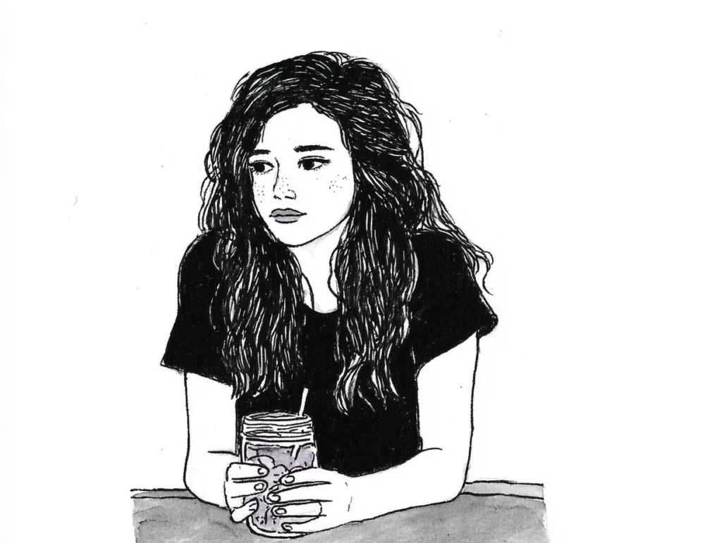 一人飲みが虚しいと感じながらグラスを持つ女性の姿