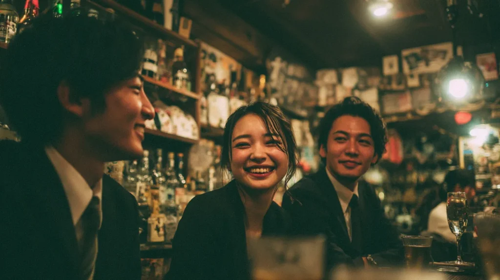 スナックで会話を楽しむ客