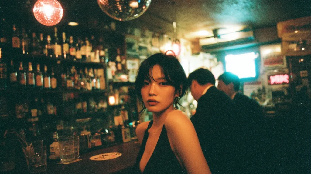 スナックのカウンターに座る女性