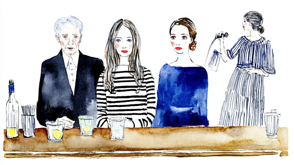 スナックでカラオケを楽しむ客たちの日本の夜の文化