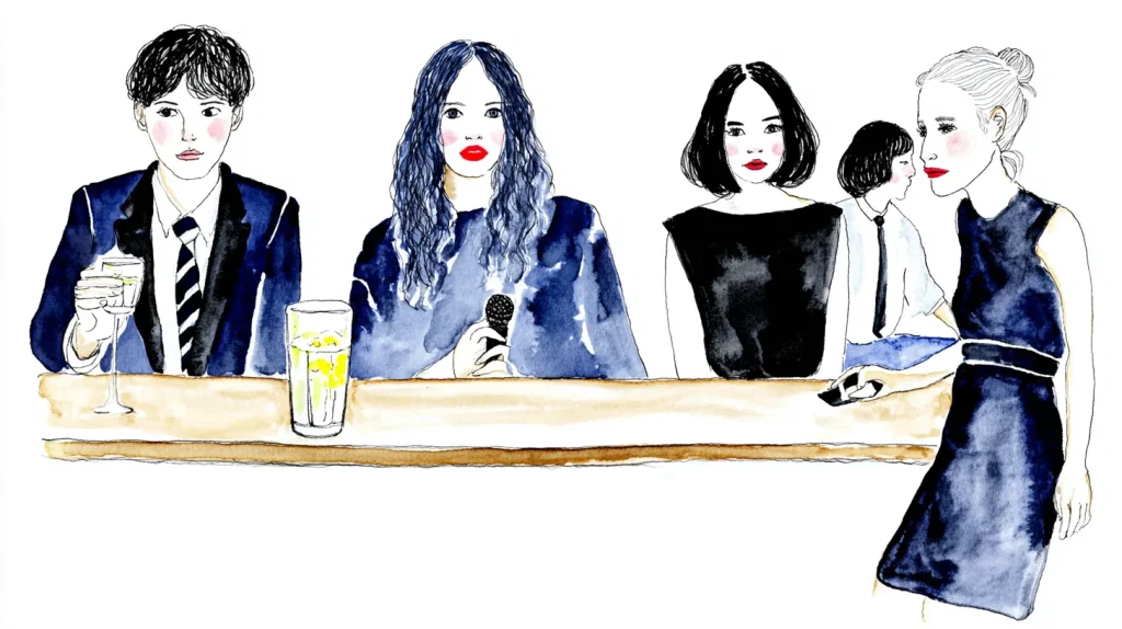 スナックのカラオケ文化に戸惑う客の様子