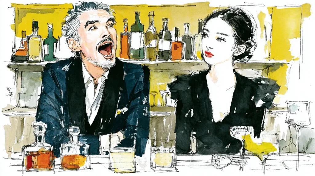 スナックでカラオケを独占して熱唱する客のイメージ